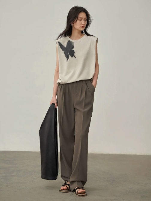 Butterfly Print Sleeveless Tops Or Skirt_BDHL7147
