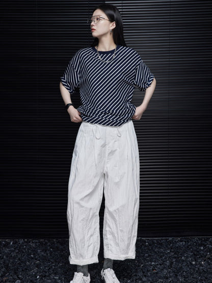 Diagonal Stripe Oversized T-Shirt_BDHL4655