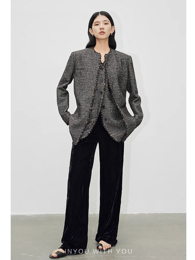 Tweed jacket vest set_BDHL5115