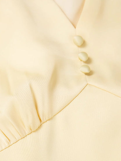 Back ribbon lantern sleeve shirt_BDHL5025