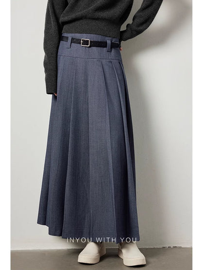 No collar jacket pleated skirt set_BDHL5110