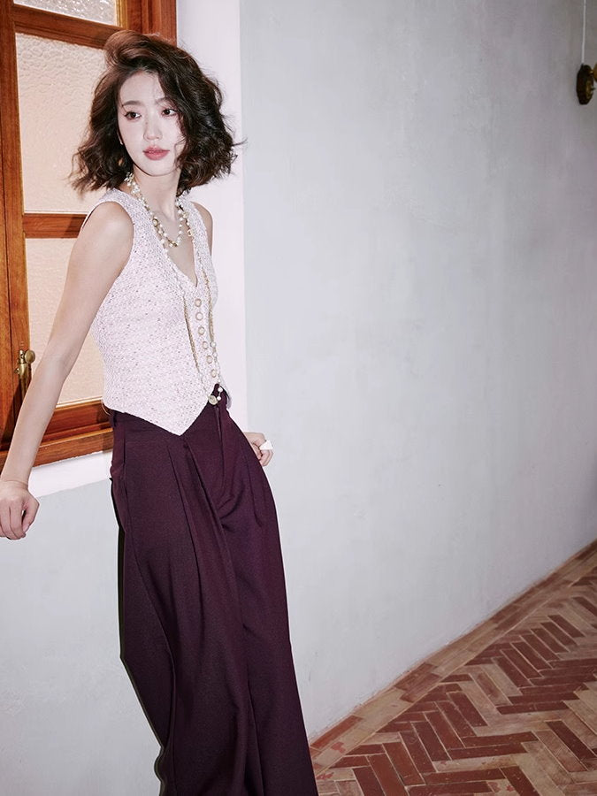 Wine red two-tuck pants_BDHL4912