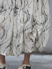 Wrinkled Ink Print Balloon Skirt_BDHL4589