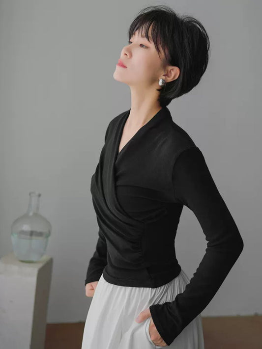 Cache-coeur V-neck long sleeve knit_BDHL4598