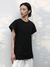 Simple loose short sleeve T-shirt_BDHL4593