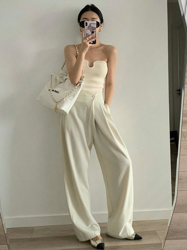 U-Neck Knitted Tube Top_BDHL7114