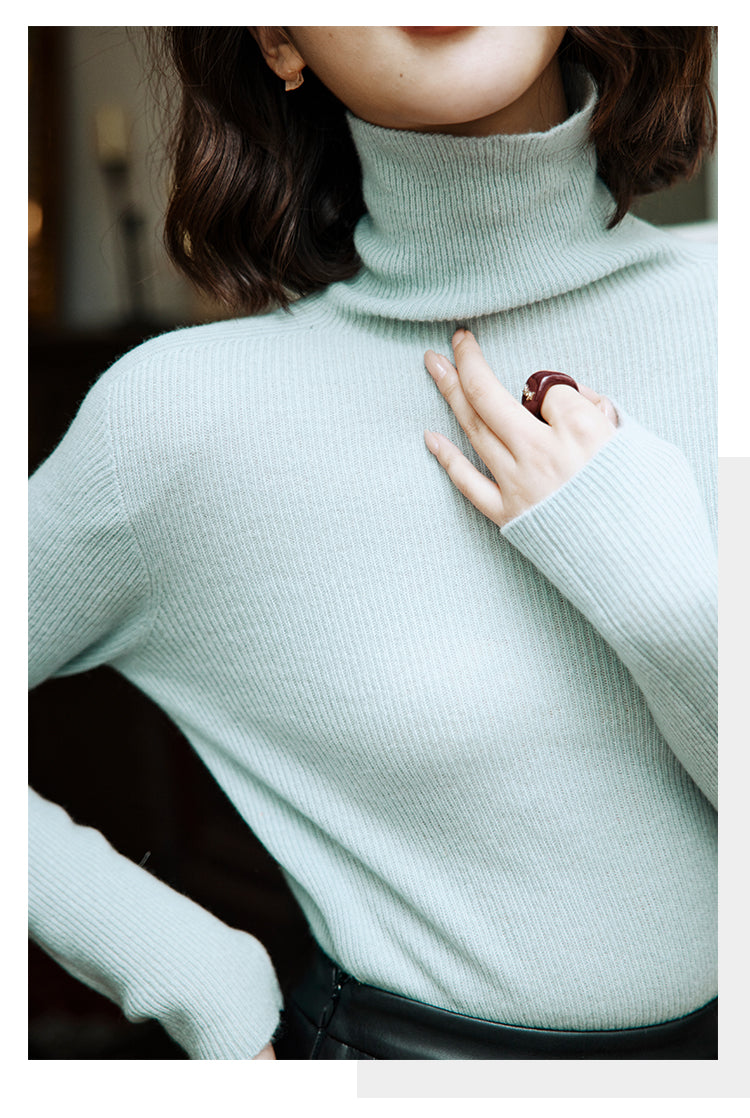 Wool turtleneck sweater top_BDHL5234