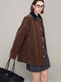 Contrast Collar Suede Jacket_BDHL6604