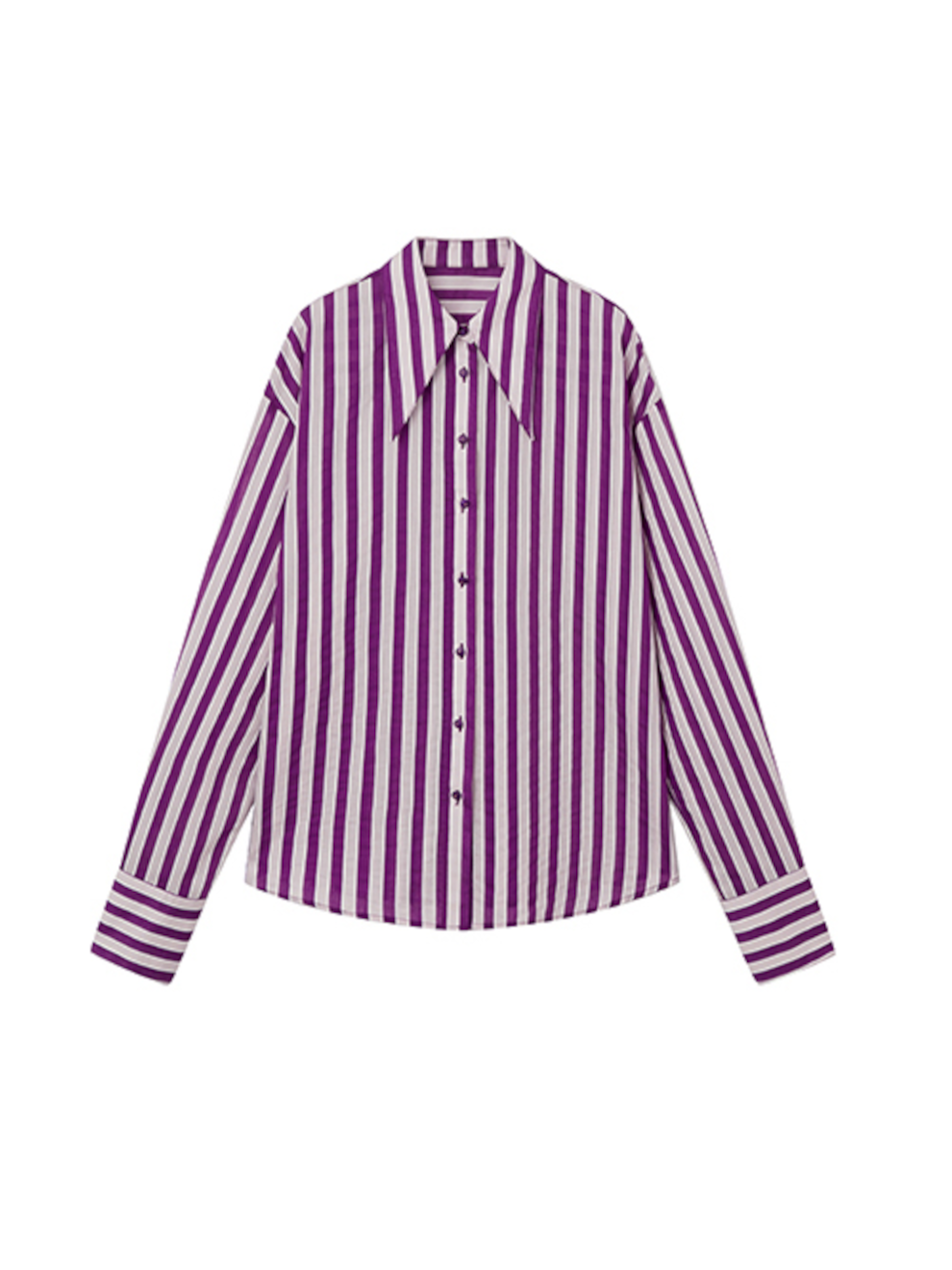 Purple striped shirt with satin cuffs_BDHL4967