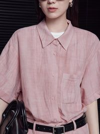 Casual linen short sleeve shirt_BDHL4854