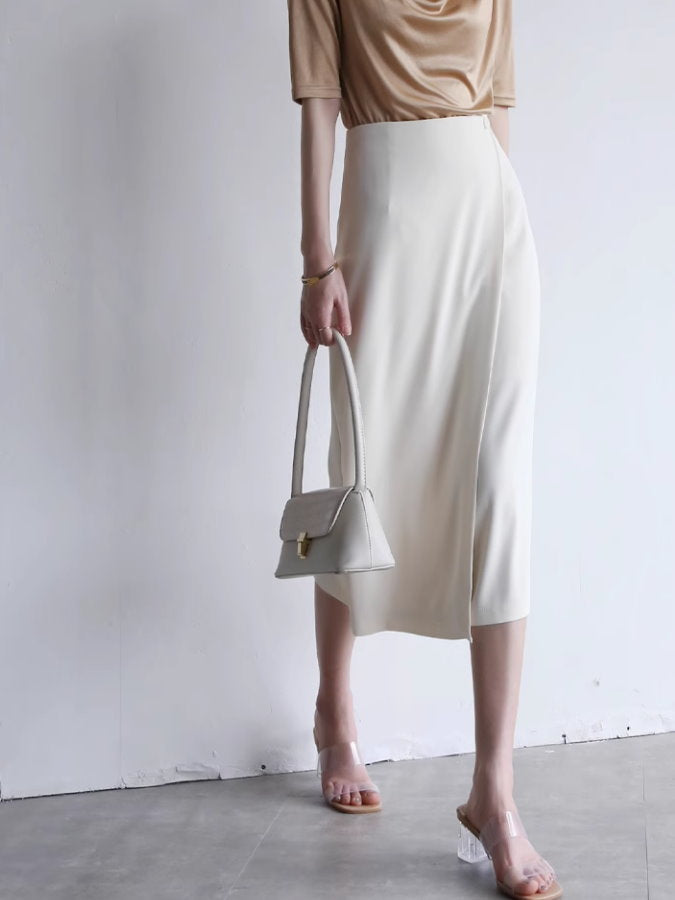 wrap-style tight long skirt_BDHL4700