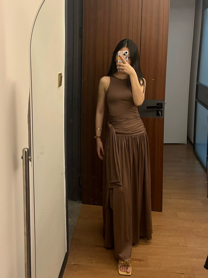 Waist Strap Pleated Dress_BDHL7568
