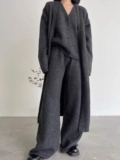 Knit vest, cardigan, pants 3-piece set_BDHL5004