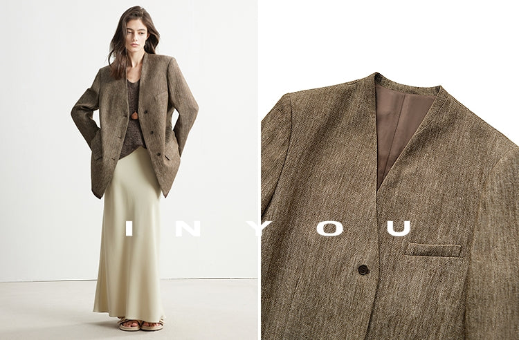 Collarless Suit Jacket_BDHL7132
