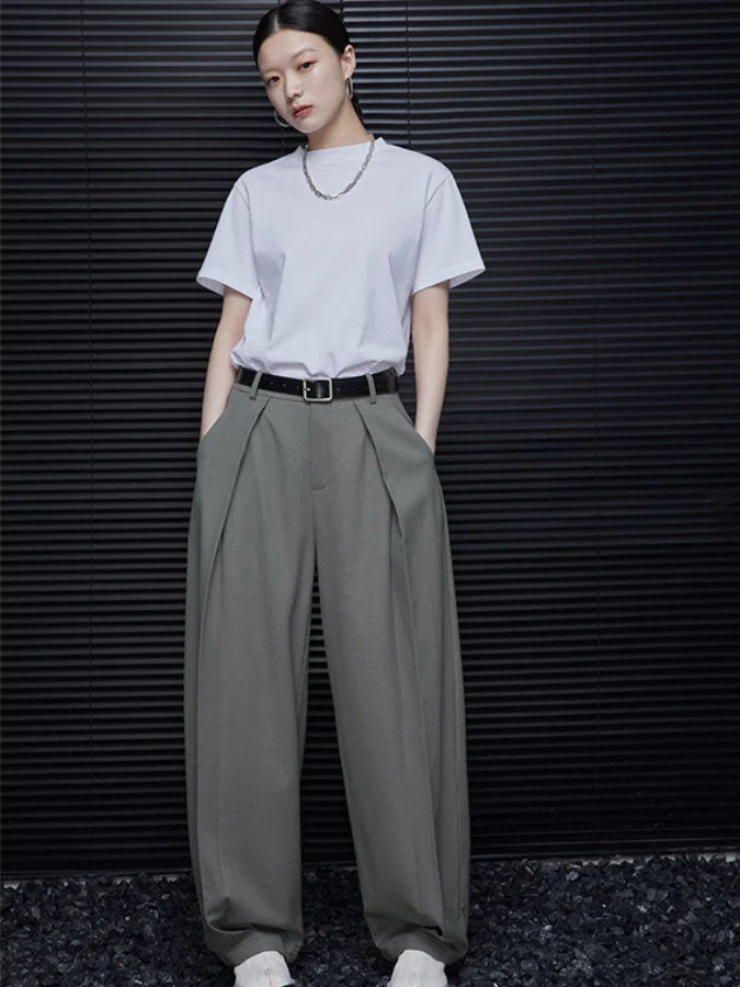 Deep tuck wide leg pants_BDHL4826