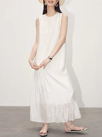 Flared hem sleeveless dress_BDHL4665