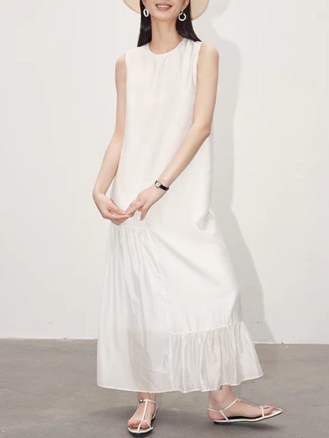 Flared hem sleeveless dress_BDHL4665