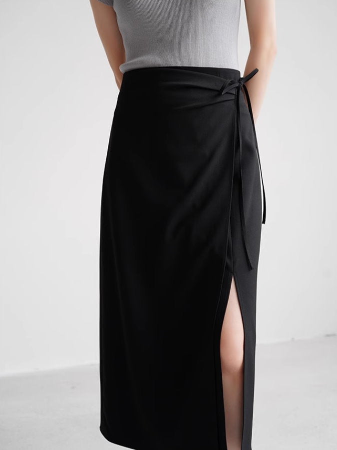 Tight slit skirt with rolled skirt style_BDHL4793