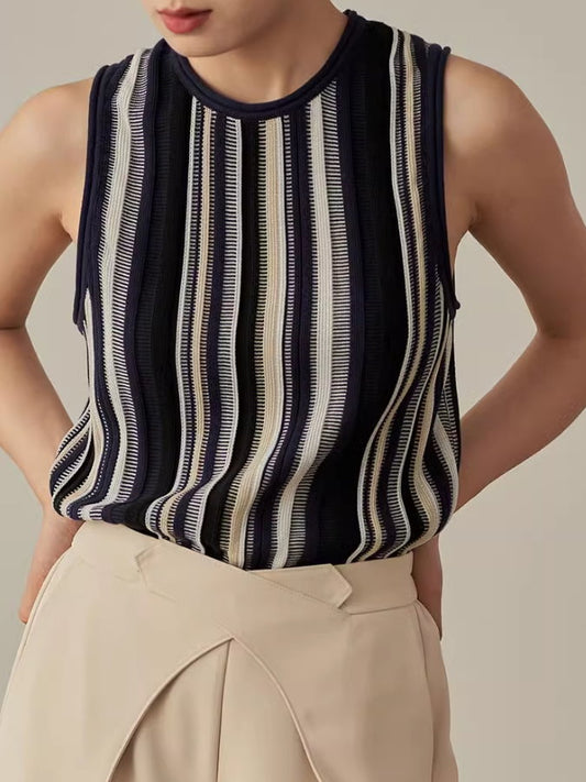 Multi-stripe sleeveless knit_BDHL4737
