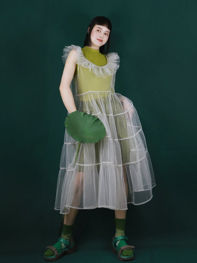 sheer tiered dress Sheer Tiered Midi Dress