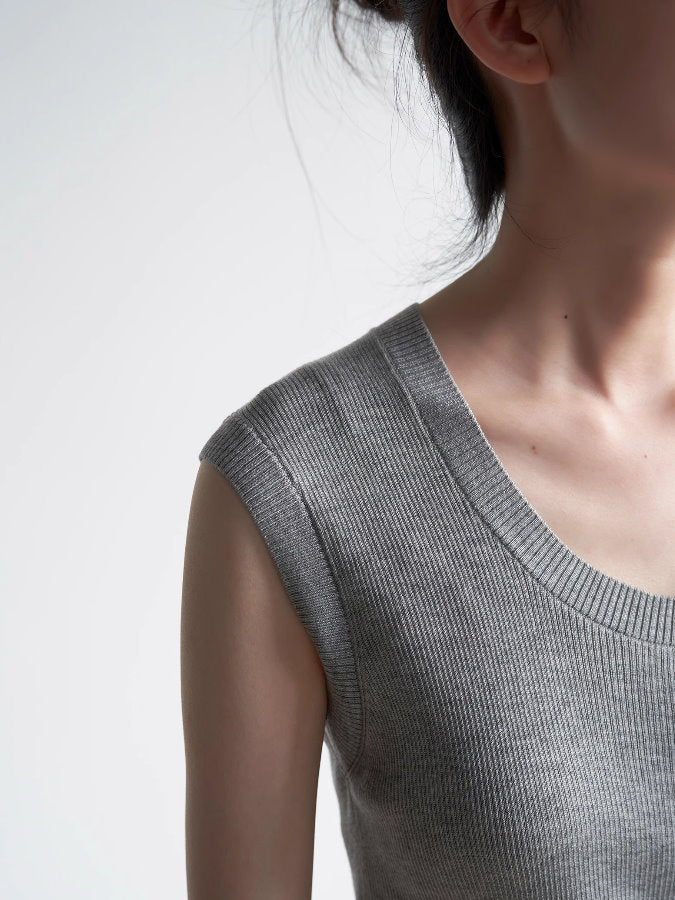 round neck sleeveless knit_BDHL4833