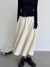 Ribbed knit umbrella skirt_BDHL5006