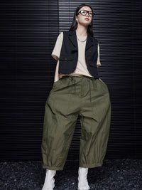 Elastic waist cropped loose pants_BDHL4693