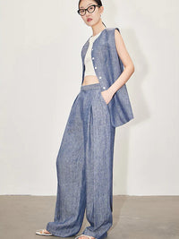 wide-leg pants &amp; vest two-piece set_BDHL4668