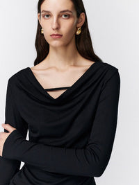 Draped neck pullover shirt_BDHL5023