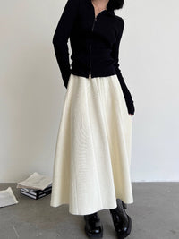 Ribbed knit umbrella skirt_BDHL5006