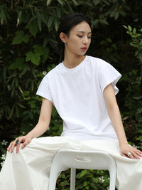 Simple loose short sleeve T-shirt_BDHL4593