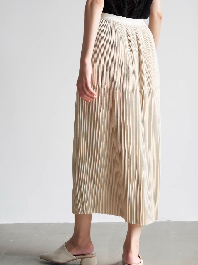 Thin pleated A-line skirt_BDHL4834