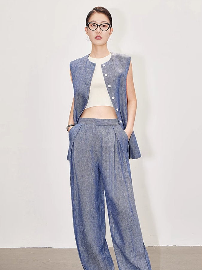 wide-leg pants &amp; vest two-piece set_BDHL4668