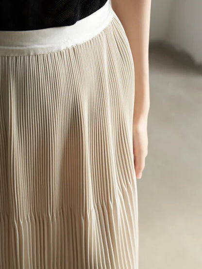 Thin pleated A-line skirt_BDHL4834