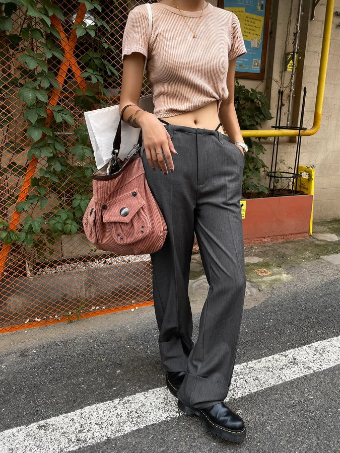 Waist strap wide leg pants_BDHL5116