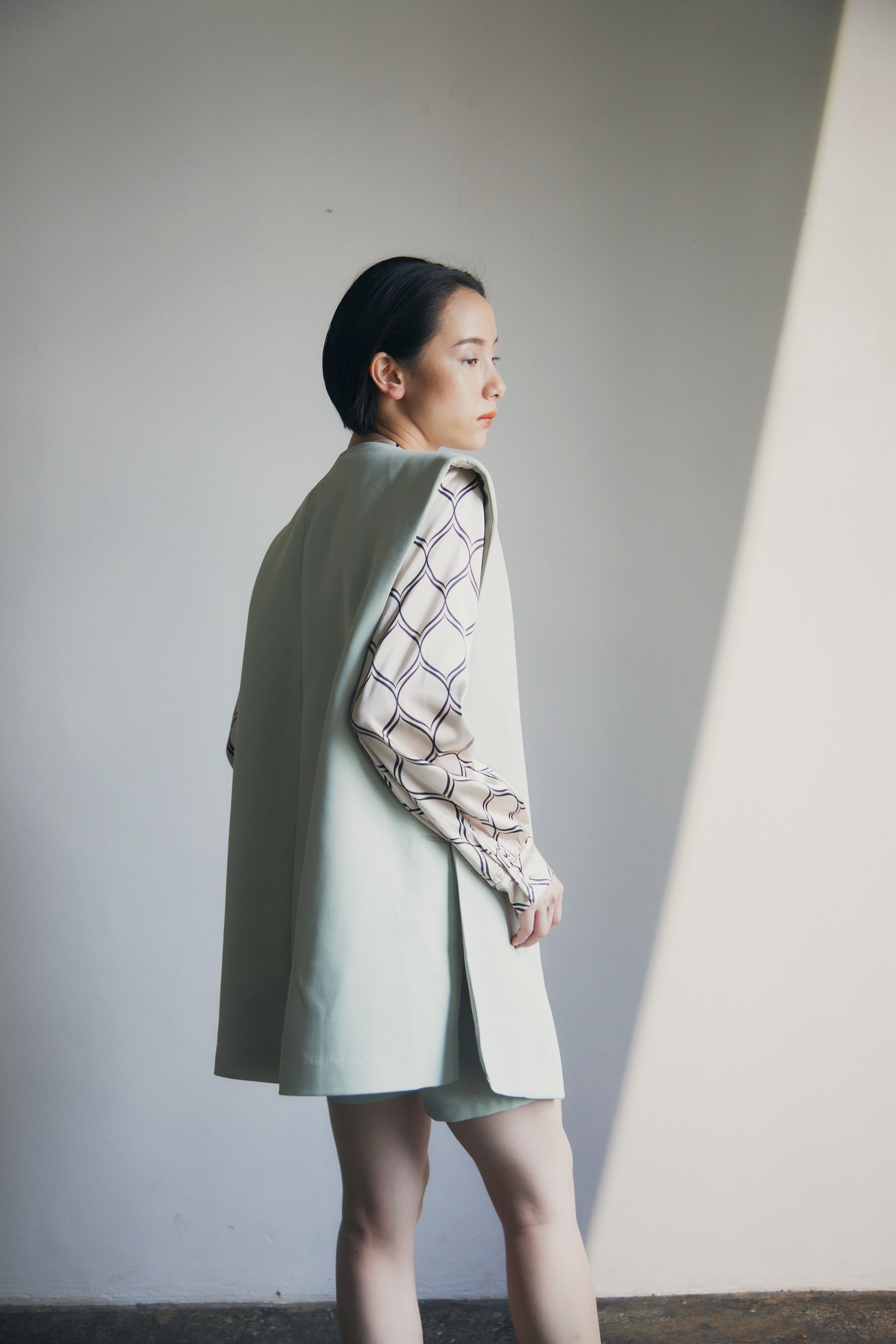 在庫限り早い者勝ち【即納】Mint Collarless Vest & Shorts Setup_LCHK269LCHK275