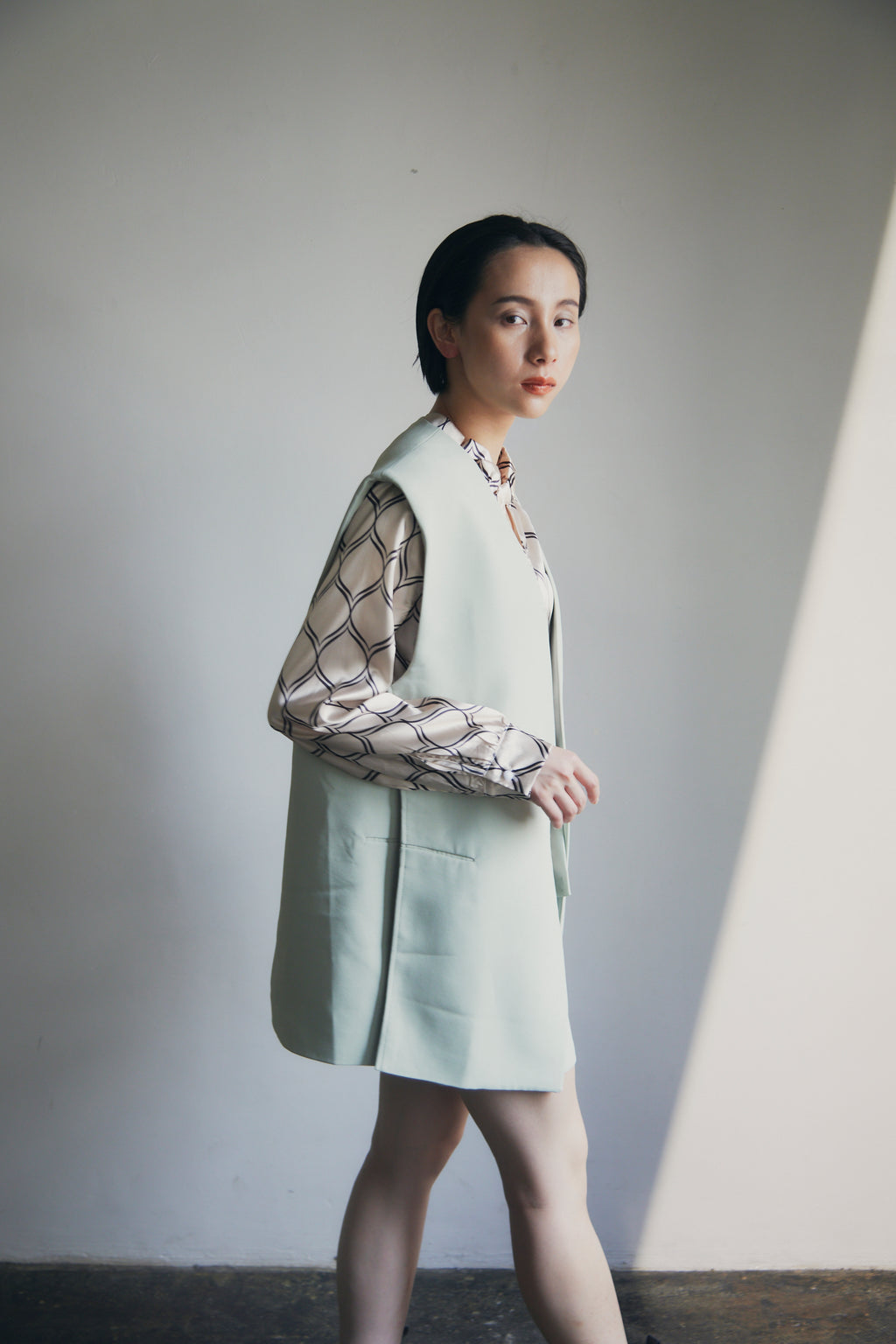 在庫限り早い者勝ち【即納】Mint Collarless Vest & Shorts Setup_LCHK269LCHK275