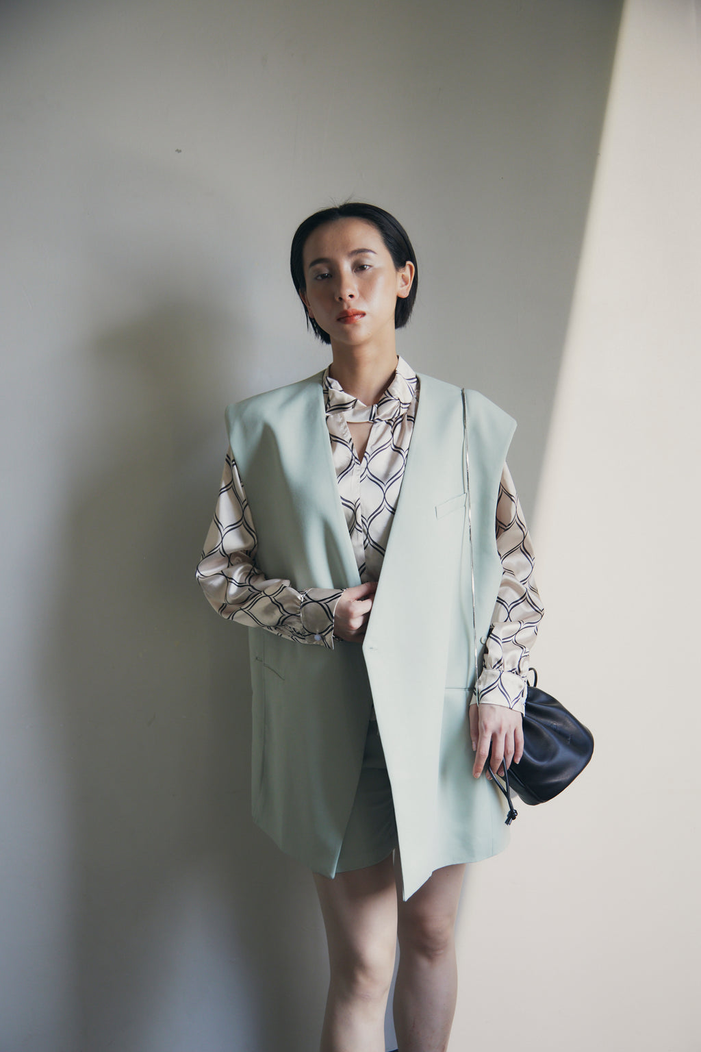 在庫限り早い者勝ち【即納】Mint Collarless Vest & Shorts Setup_LCHK269LCHK275