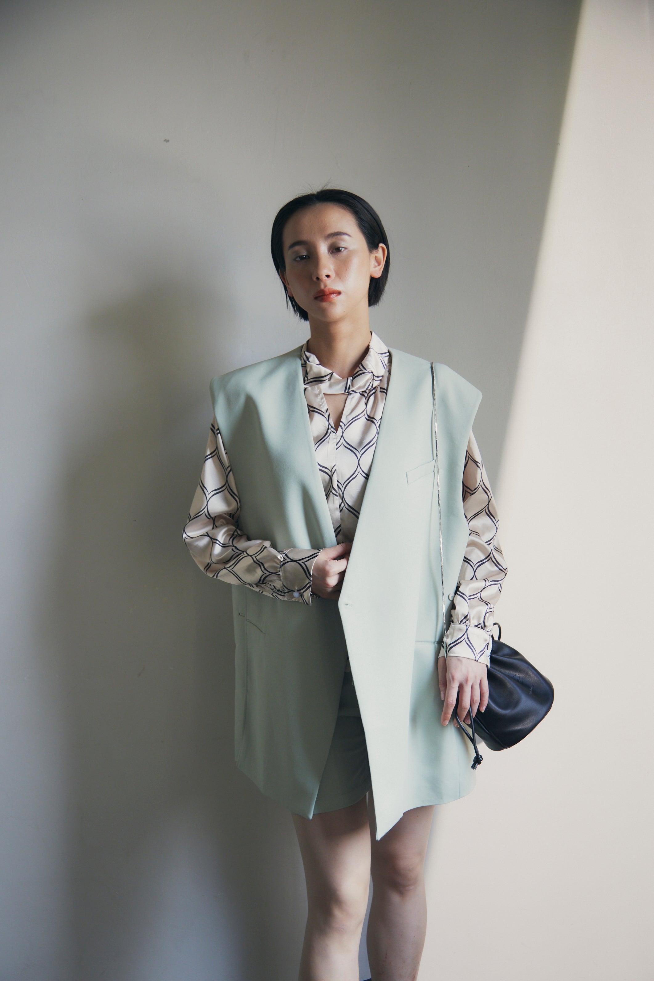 在庫限り早い者勝ち【即納】Mint Collarless Vest & Shorts Setup_LCHK269LCHK275