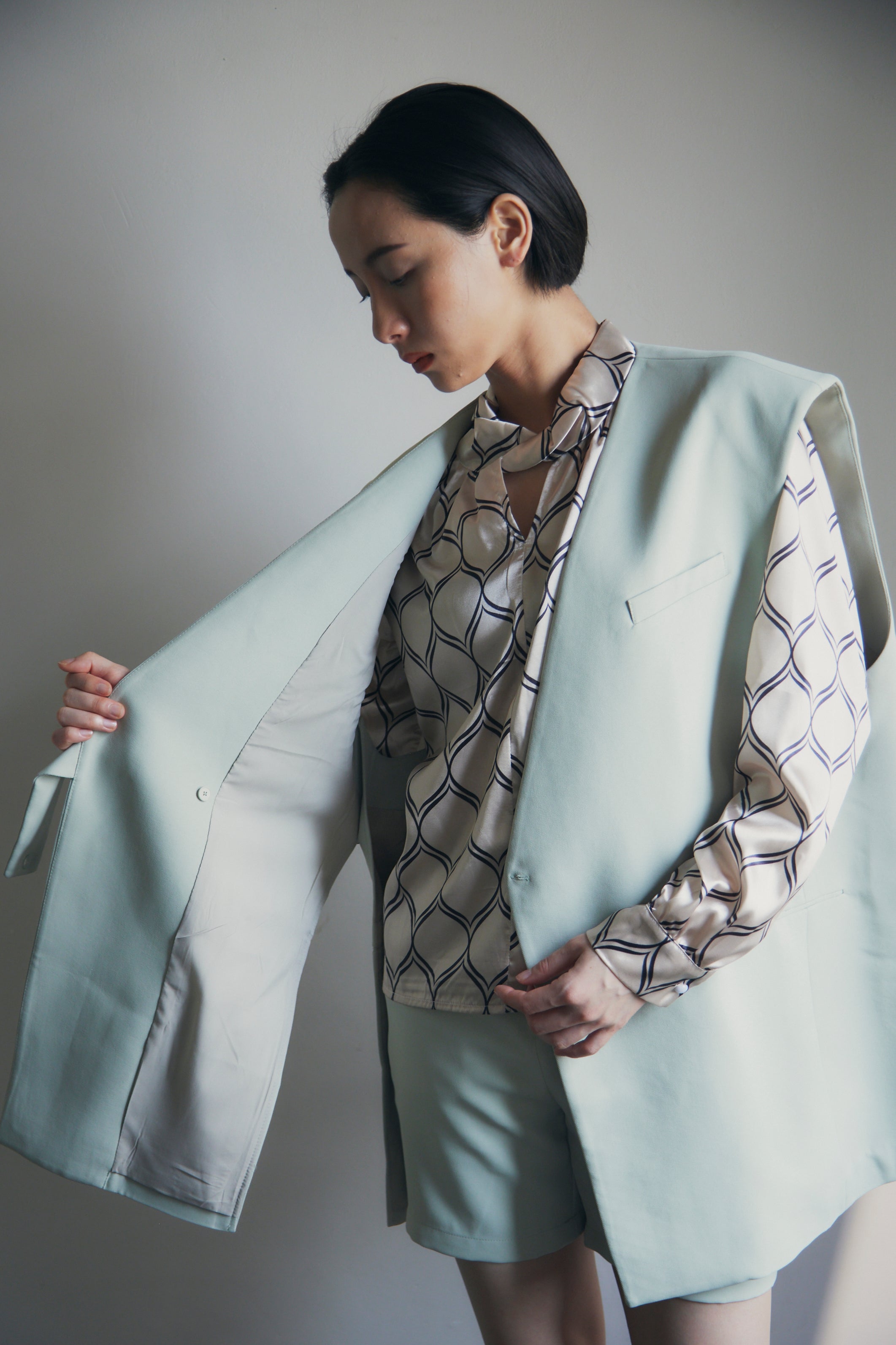 在庫限り早い者勝ち【即納】Mint Collarless Vest & Shorts Setup_LCHK269LCHK275