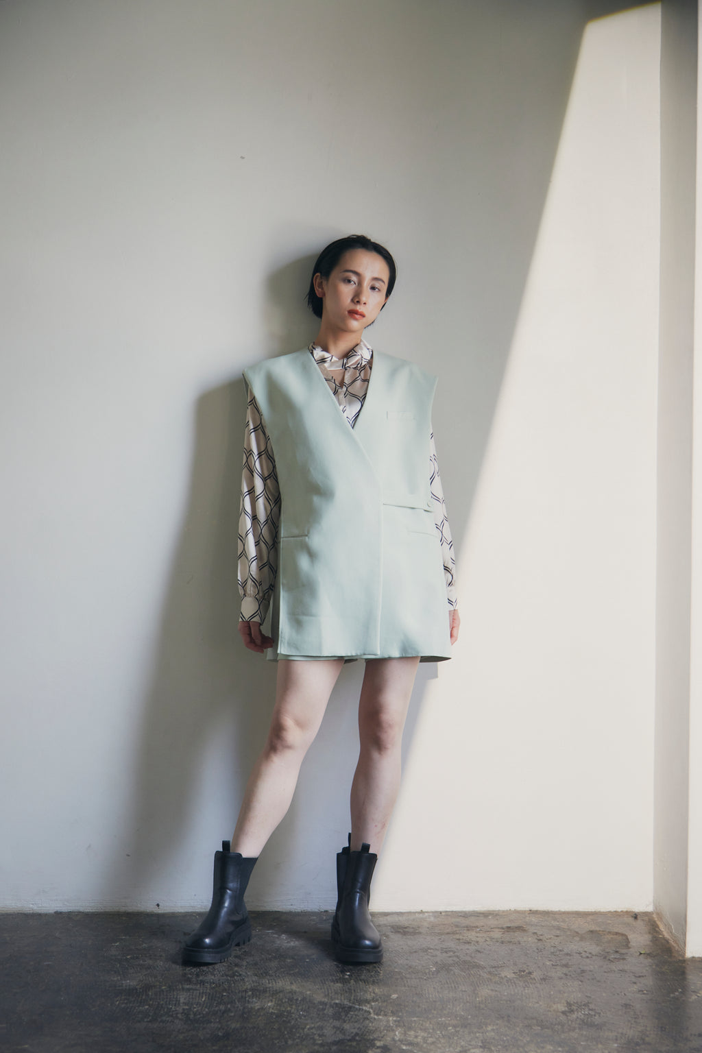 在庫限り早い者勝ち【即納】Mint Collarless Vest & Shorts Setup_LCHK269LCHK275