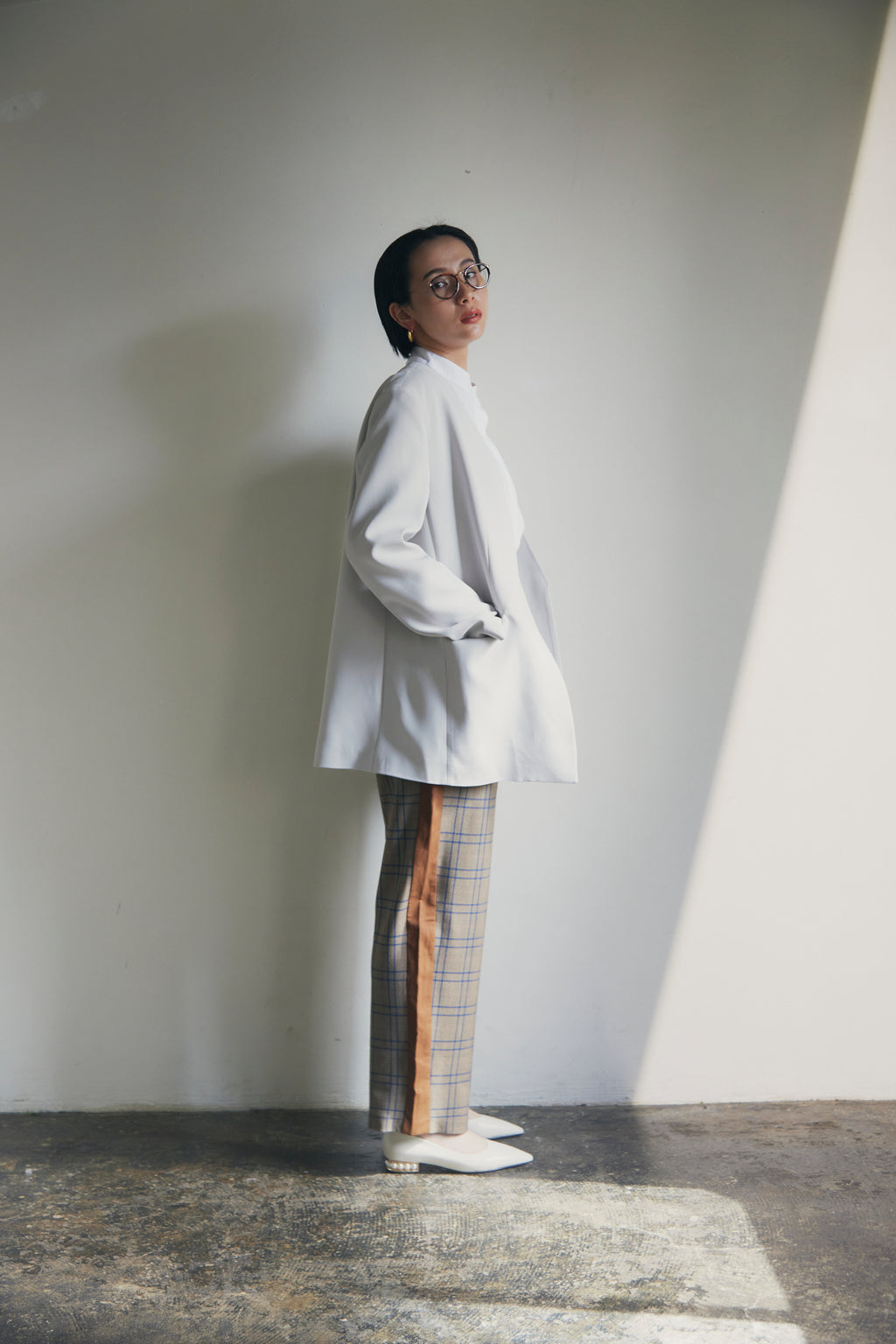 【即納】Oversized Open-Front Collarless Jacket_LCHK158/HL9673