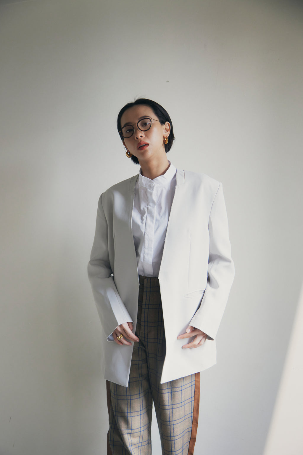 【即納】Oversized Open-Front Collarless Jacket_LCHK158/HL9673