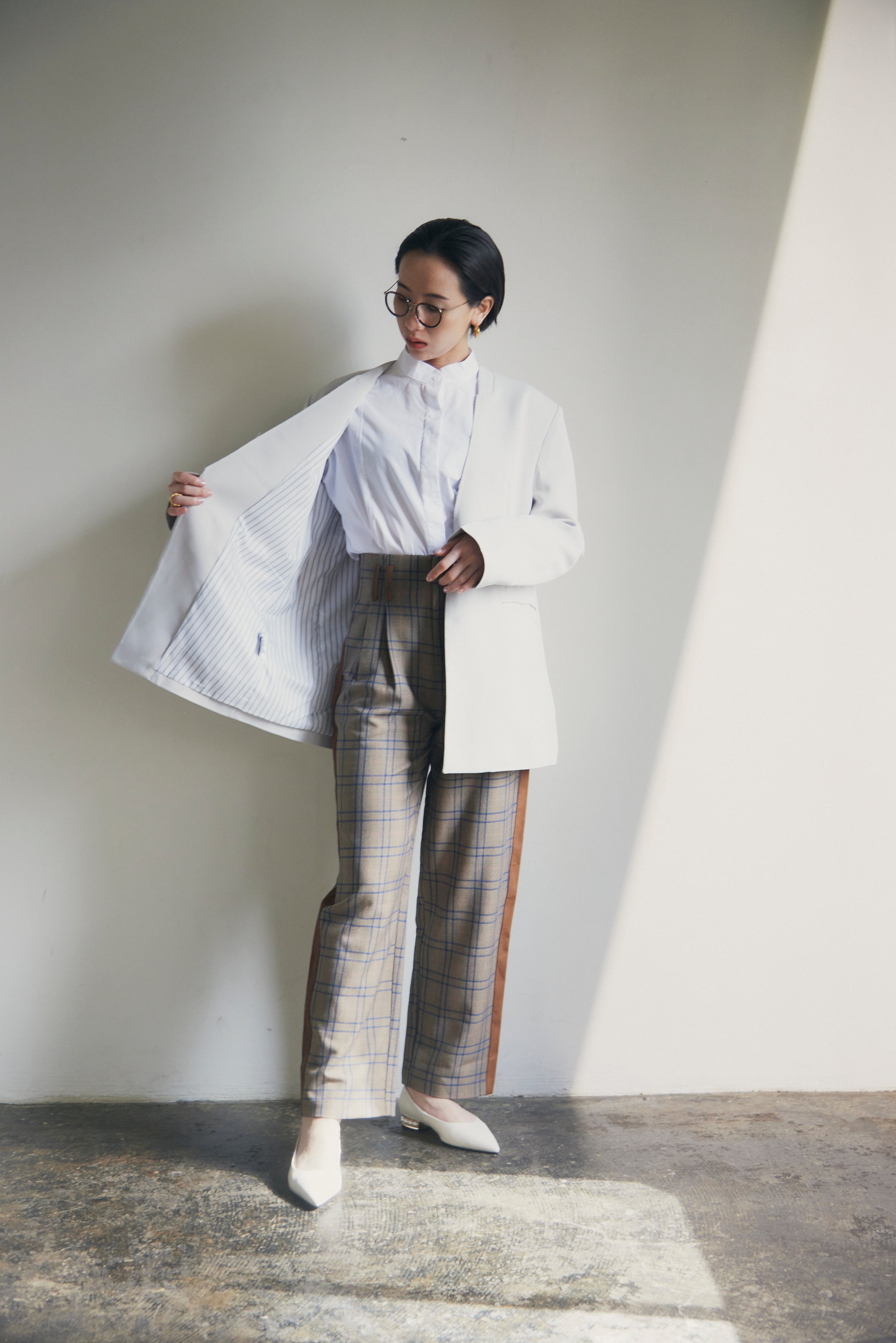 [In Stock] Oversized Open-Front Collarless Jacket_LCHK158/HL9673