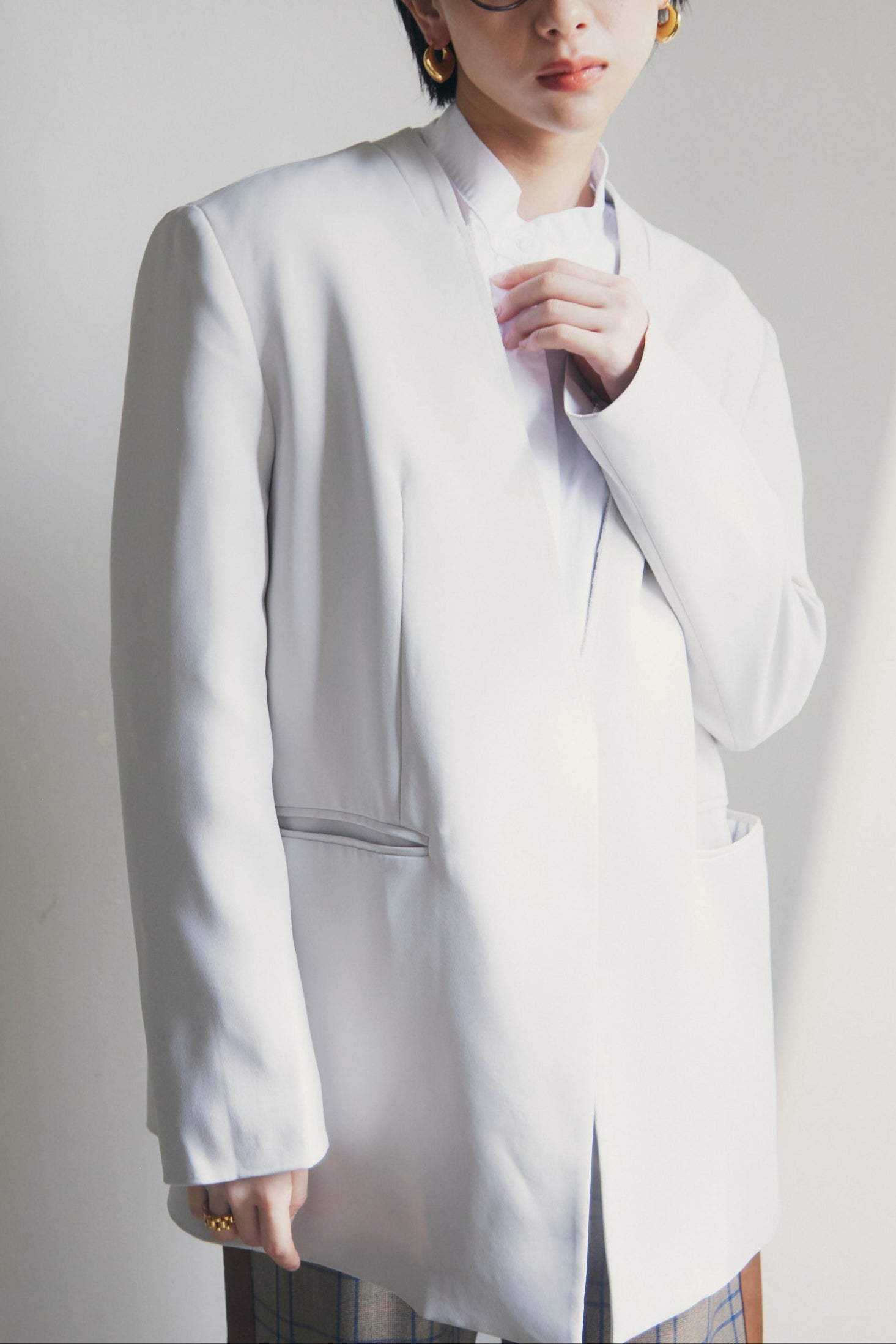 [In Stock] Oversized Open-Front Collarless Jacket_LCHK158/HL9673