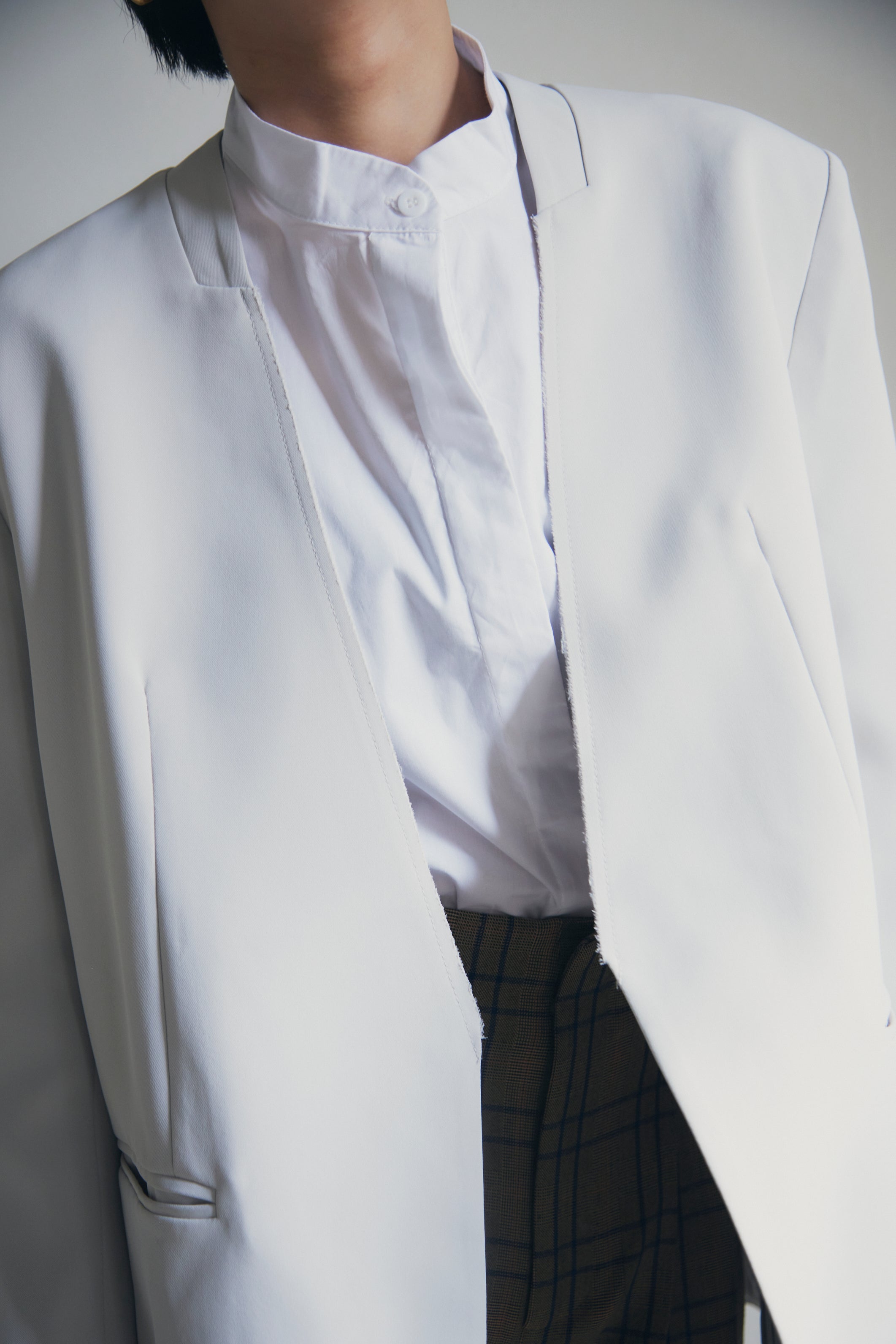 [In Stock] Oversized Open-Front Collarless Jacket_LCHK158/HL9673