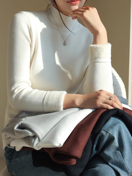 Half turtleneck long sleeve sweater_BDHL5551