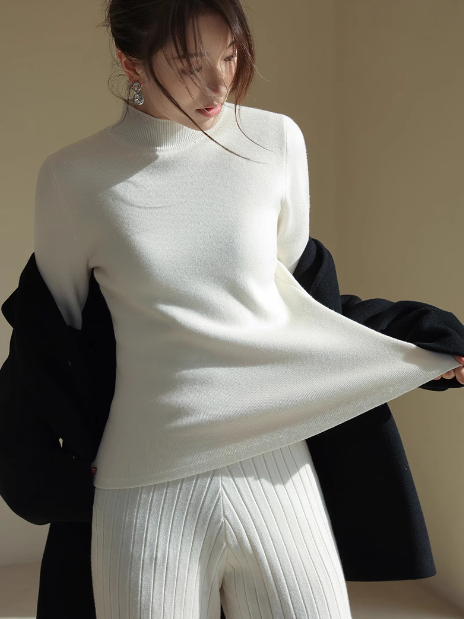 Half turtleneck long sleeve sweater_BDHL5551 