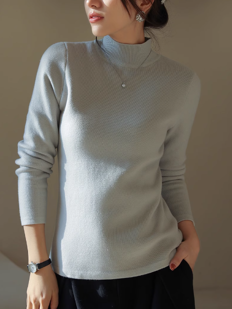 Half turtleneck long sleeve sweater_BDHL5551