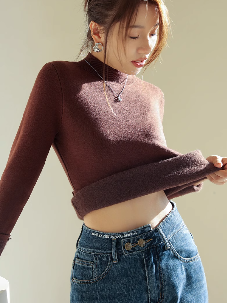 Half turtleneck long sleeve sweater_BDHL5551 